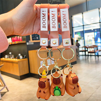 Vente en gros de nouveaux porte-clés en silicone en forme de capybara de dessin animé, porte-clés mignons pour sacs de voiture, cadeaux pendentifs pour couples