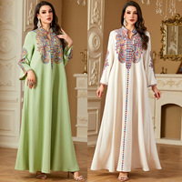 Robe ethnique à manches longues 4221, robe élégante brodée de perles, nouvelle jupe de mode de luxe