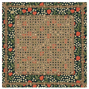 Tapis de Mahjong Américain à Motif Oiseaux <span class=keywords><strong>Orange</strong></span> Rose sur Base Crème, Cadre en Rotin, Antidérapant en Caoutchouc - Product Image 3