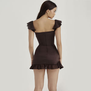 <span class=keywords><strong>Robe</strong></span> de <span class=keywords><strong>princesse</strong></span> à manches volantées, Mini <span class=keywords><strong>robe</strong></span> <span class=keywords><strong>Bustier</strong></span> élégante avec crochets pour les yeux, en mousseline de soie, fermeture éclair cachée, Corset épais en Satin, <span class=keywords><strong>robe</strong></span> de soirée - Product Image 4