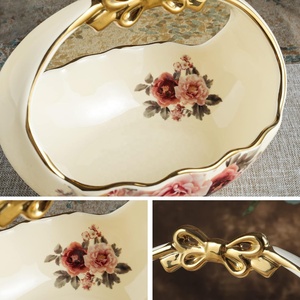 Panier de fruits floraux en or écologique de haute qualité petit panier de présentation en <span class=keywords><strong>porcelaine</strong></span> pour décor de table de cuisine - Product Image 3