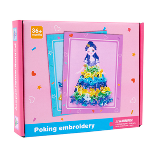 Bebé princesa falda poking bordado juguete colorido DIY hecho a mano juego educativo creativo princesa vestir muñeca juguetes de madera - Product Image 5