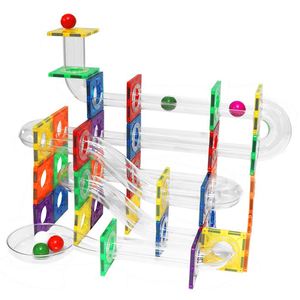 Bloques de Construcción Magnéticos 3D de 106 Piezas con Corte de Diamante, Juego de Pistas de Canicas de Plástico DIY para Niños - Product Image 1