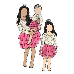 Vestito Personalizzato Little Glow Kid con Stampa Autunnale, Abito Coordinato Genitore-Figlio a Maniche Lunghe in <span class=keywords><strong>Tulle</strong></span> per Bambine - Product Image 2