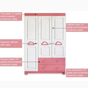 <span class=keywords><strong>Armoire</strong></span> pour Enfants en <span class=keywords><strong>Bois</strong></span> Moderne à 2 Portes, Organisateur de Vêtements, Penderie de Chambre Fille Bébé, <span class=keywords><strong>Rose</strong></span> Lapin, Haute Qualité, Prix Usine - Product Image 5