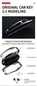 Étui de protection pour <span class=keywords><strong>clé</strong></span> de voiture en alliage de zinc et gel de silice pour <span class=keywords><strong>BMW</strong></span> 740 530 X6 Série 7, écran tactile à cristaux liquides, <span class=keywords><strong>porte</strong></span>-clés - Product Image 5