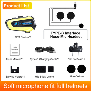New cool N3X ENC nosic redução interfone motocicleta capacete headset 300M Full duplex assistentes de voz interfone para pilotos capacete - Product Image 3