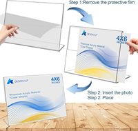 Cadre photo moderne en plastique transparent de 4x6 pouces, support de table pour menus, support horizontal pour affiches en acrylique