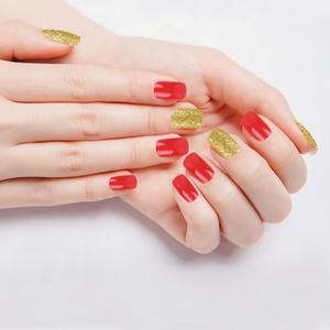 <span class=keywords><strong>Uñas</strong></span> postizas para mujeres y niñas, nuevo <span class=keywords><strong>diseño</strong></span>, color rojo y dorado, <span class=keywords><strong>2022</strong></span> - Product Image 2
