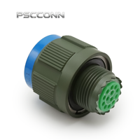 Connecteur industriel circulaire PSCCONN série D38999 à 22 broches, finition olive drab cadmium, blindage EMI, prise à verrouillage rapide