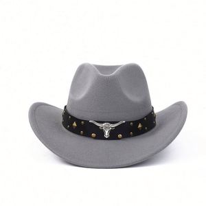 Wholesale Cotton Polyester Cowboy <b>Hat</b> Classic Cow Head Band Western Cowboy <b>Hat</b> - Product Image 6