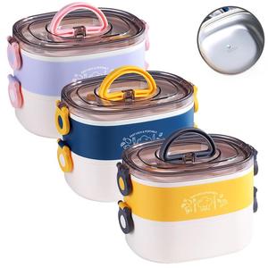 Beeman กล่องเบนโตะพลาสติกสองชั้นกันรั่วและรักษาความร้อนได้ตามต้องการกล่องอาหารกลางวันสำหรับเด็ก<span class=keywords><strong>ป</strong></span>ราศจากสาร BPA ขายส่ง - Product Image 1