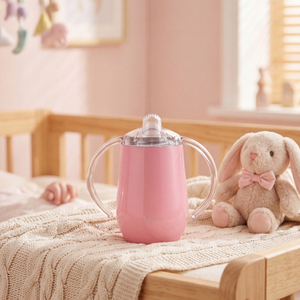 Tazza per Bambini a Forma di Uovo con Doppia Parete in Acciaio Inox 304 da 10oz, con Manico e Cannuccia - Product Image 3
