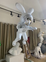 Statue d'astronaute avec lumière LED personnalisée, art spatial futuriste, décoration de collection, sculpture de robot en fibre de verre dorée et argentée