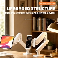 Support de téléphone articulé en alliage d'aluminium avec bras à ressort à gaz rotatif à 360 degrés pour écran ou téléphone, support de bureau pour téléphone