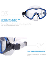 Masque de plongée WAVE tendance pour masque d'apnée Sport boucle à clip automatique lunettes de plongée avec tuba ensemble masque de plongée visage