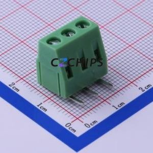 KF128R-5.0-3P <b>Screw</b> Terminal <b>Block</b> Bent Lead Through Hole,P=5mm Connector ( Construction: 1x3P )( Pitch: 5mm )( Color: Green ) - Product Image 2