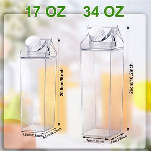 Botella Cuadrada de Plástico Minimalista de 500ml/1000ml, Libre de BPA, a Prueba de Fugas, con Pajita y Tapa, para Fiestas - Product Image 5