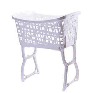Collapsible Laundry Basket White Rectangle PP Plastic Clothing Organizer Storage Rack For Bathroom Use - Product Image 5