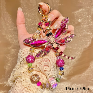 Llavero de Aleación Brillante de Lujo con Libélula y Estrella - Colgante Vibrante Rosa Dorado para Teléfono/Llavero - Regalo Glamuroso para Mujeres - Product Image 2