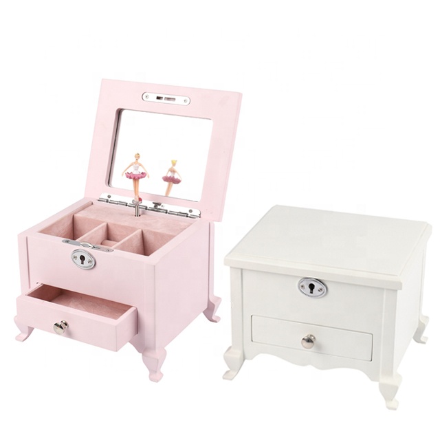 Custom Wooden Music Box, High Quality, Pink, White Color, Jewelry Box, Gifts, New Design