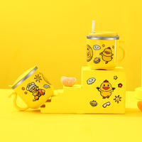 SUS 304 tasse de paille en acier inoxydable sans danger pour les enfants conception de canard jaune mignon étanche incassable écologique lavable au lave-vaisselle