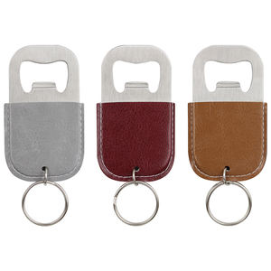 Porte-clés décapsuleur en cuir PU écologique et acier inoxydable, personnalisable avec logo, cadeau promotionnel - Product Image 3