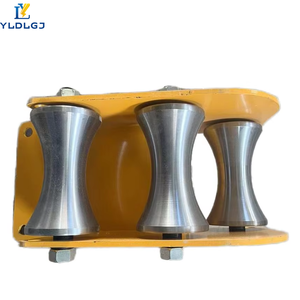 Guide-câble YILI à triple rouleau, cadre en acier <span class=keywords><strong>jaune</strong></span>, poulie concave empilée, entrée de câble, protection de conduit souterrain pour tirage - Product Image 1