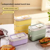 Boîte à lunch rectangulaire isotherme multicouche en acier inoxydable 304 Zhongzhi, conteneur alimentaire portable, anti-fuite, moderne