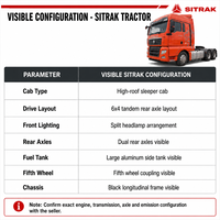 Camion tracteur diesel d'occasion SINOTRUK SITRAK C7H 6x4 540HP avec moteur Weichai, double cabine couchette et caméra arrière
