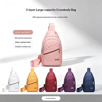 Nouveau sac de poitrine en nylon à fermeture éclair pour femme, tendance, brodé, matelassé, bandoulière unique, grande capacité, pour le cyclisme, en polyester