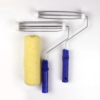 Rouleau de peinture rechargeable en fibres chimiques jaunes, cadre en zinc plaqué, poignée en plastique, rouleau de peinture pour murs industriels et bricolage