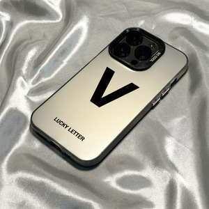 <span class=keywords><strong>K</strong></span> Black Lucky Letter Printing Electroplated Silver Key TPU PC Funda para teléfono móvil para Iphone X Xr Xs 11 12 13 14 15 16 17 Pro Max - Product Image 3