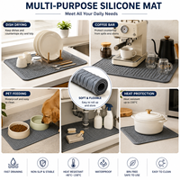 Tapis de séchage de vaisselle en silicone de qualité alimentaire, écologique, antidérapant, résistant à la chaleur, taille personnalisable pour comptoir de cuisine