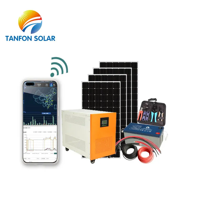 Système solaire domestique, panneaux solaires, 7kw/10kw/12kw, avec contrôleur hybride, générateur