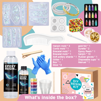 Kit de fabrication de résine époxy pour débutants, kit de fabrication de bijoux en résine époxy DIY, moules en silicone pour résine, paillettes métalliques, artisanat DIY pour adultes