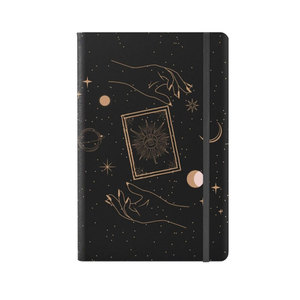 Diario Mágico LABON con Tapa Dura de Diseño Minimalista, Símbolos Bohemios y Astrológicos del Espacio, Estrellas y Luna en Dorado y Negro - Product Image 1