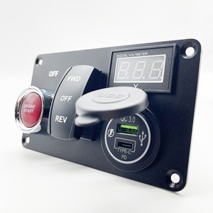 DC 12v กล่องควบคุมคาร์บอนไฟเบอร์รถแข่ง 12V จุดระเบิดแผงสวิทช์เครื่องยนต์เริ่มต้นปุ่มกดสีแดง LED สลับ (สีแดง) - Product Image 6