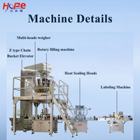 Machine de remplissage de granulés à 10 têtes avec peseuse linéaire Z, scelleuse et étiqueteuse automatique, boîtier en acier inoxydable de qualité alimentaire