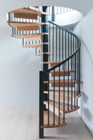 Escalier en colimaçon moderne en bois massif pour intérieur avec design de grille en acier