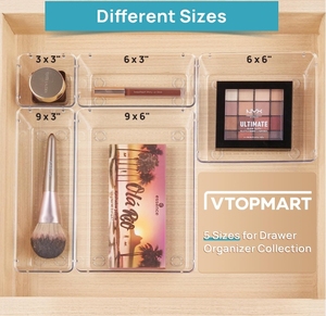 25 rõ ràng nhựa ngăn kéo tổ chức thiết lập 4-kích thước đa năng phòng tắm và Vanity ngăn kéo tổ chức khay - Product Image 6