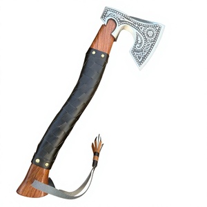 Hache Viking artisanale Timber Steel Enterprises, tête en acier carbone, manche en bois, poignée en cuir, hache tactique de survie - Product Image 1