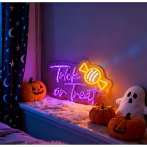 Halloween Trick or Treat LED Neon <b>Sign</b> USB Powered Shop <b>Sign</b> Street Atmosphere Light Indicator Display Board Luminous Lettering - Product Image 6