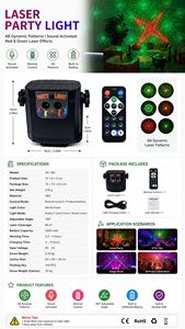 Projecteur laser RGB <span class=keywords><strong>LED</strong></span> rechargeable RC avec 68 motifs dynamiques pour soirées, discothèques, scènes, clubs, KTV, spectacles, théâtres et bars - Product Image 6