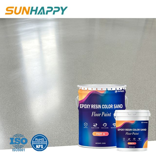 Epoxy Colored Sand Self-Leveling Floor Paint Durable Anti-Skid Industrial Workshop Coating with Brush Application