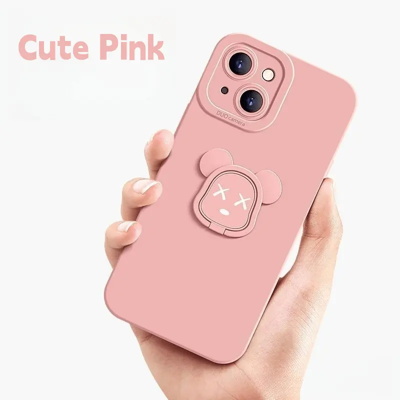 Silicone telefone caso adaptar para iPhone X-14 com suporte