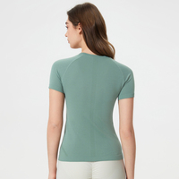 SHINBENE femmes Slim Fit sans couture Crop hauts plaine décontracté basique pas rembourré Gym Yoga T-shirt