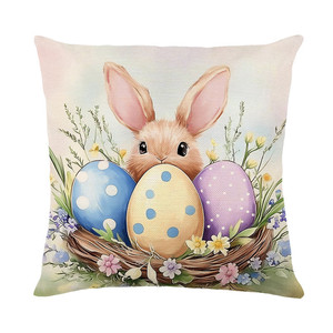 Easter Pillow <b>Covers</b> Square Cartoon Rabbit Design Washable <b>Cushion</b> <b>Cover</b> For Living Room Bedroom Decor - Product Image 4