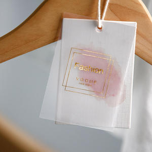 Bán nóng tùy chỉnh tái chế rõ ràng quần áo <span class=keywords><strong>PVC</strong></span> hangtags nhãn giấy treo thẻ Swing cho quần áo may mặc Có logo in - Product Image 1