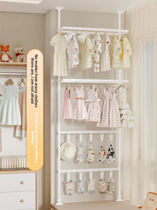 Porte-vêtements modulaire <span class=keywords><strong>télescopique</strong></span> pour la maison, du <span class=keywords><strong>sol</strong></span> au <span class=keywords><strong>plafond</strong></span>, sans perçage, <span class=keywords><strong>étagère</strong></span> de présentation de vêtements pour couloir et chambre - Product Image 6